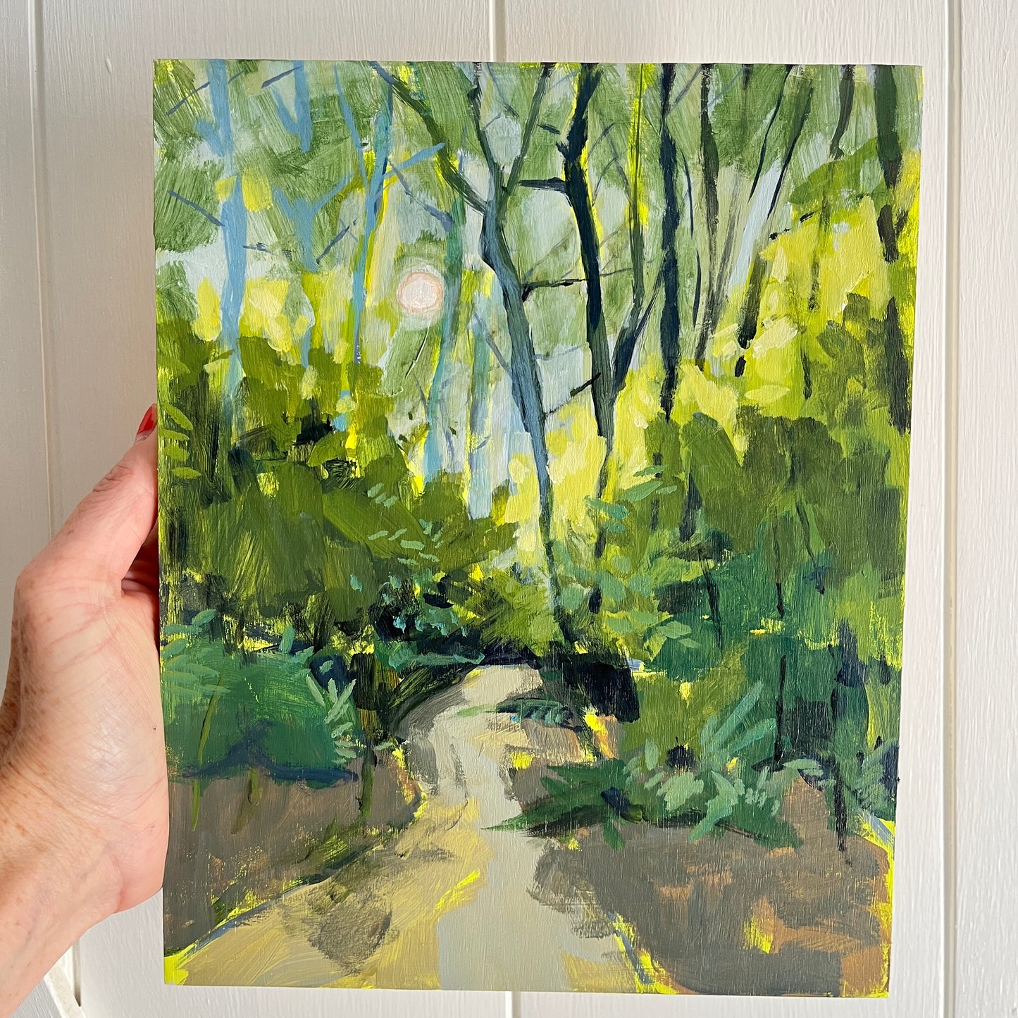 Woods no 1, original landscape painting by Maggie Stickney