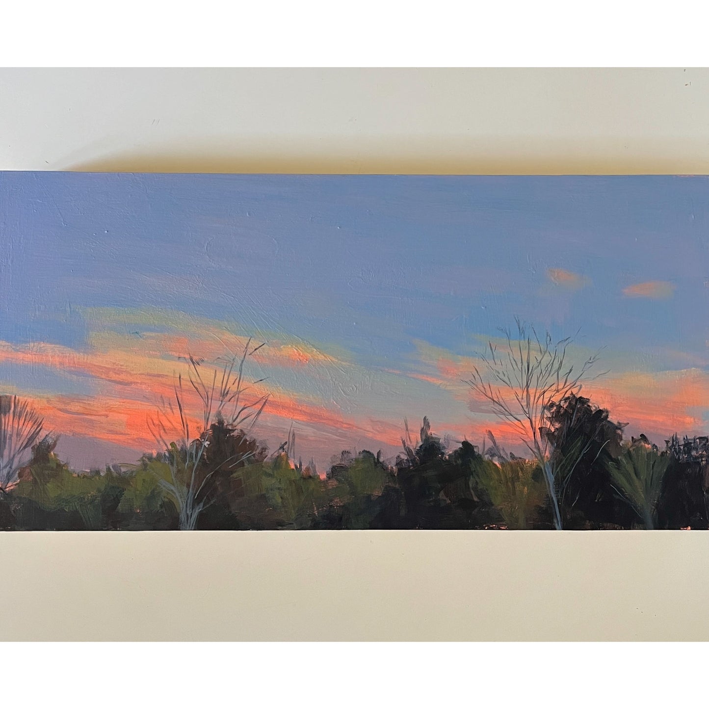 Winter Sunset no 6, original night painting by Maggie Stickney