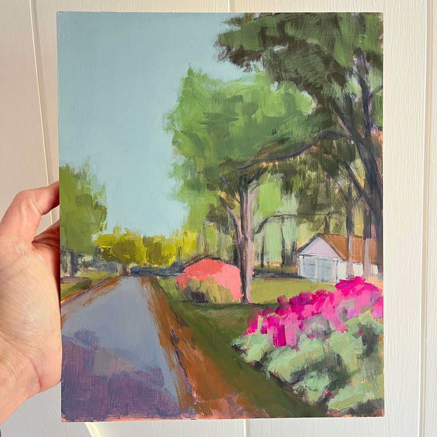 Azalea Season no 3, original landscape painting by Maggie Stickney