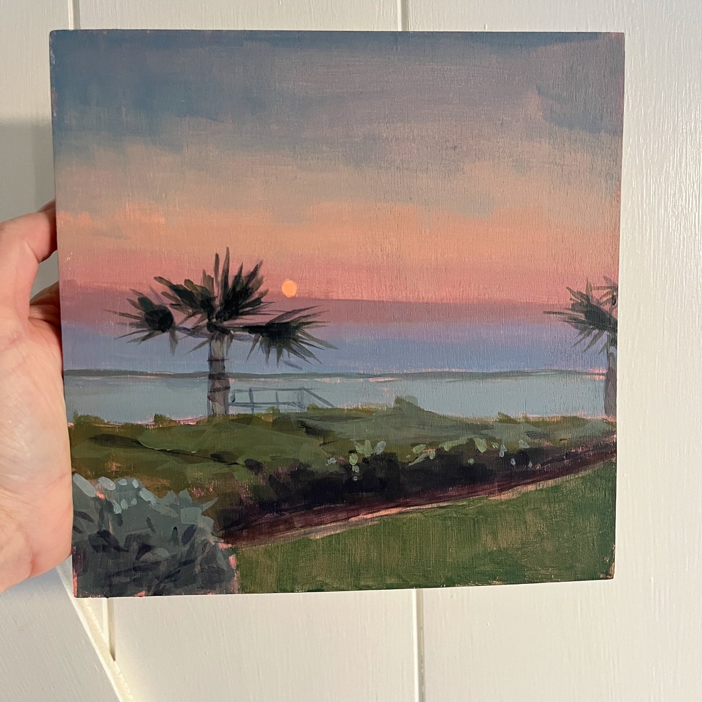 Florida Sunset no 2, original night painting by Maggie Stickney