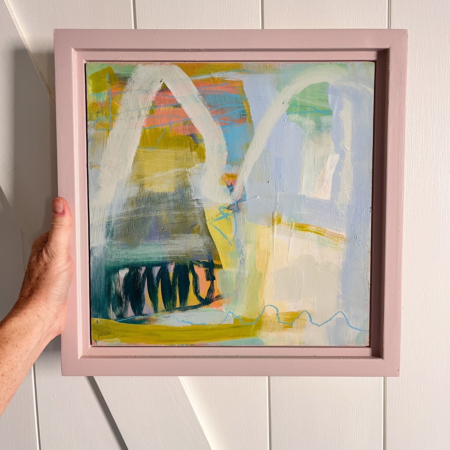 Beach, original abstract painting by Maggie Stickney
