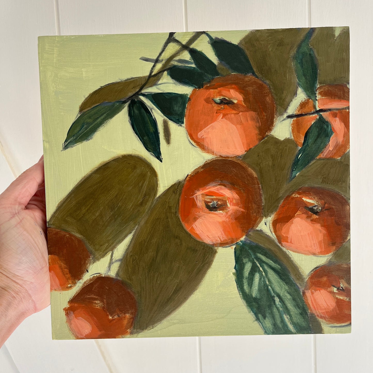 Satsuma Season no 4, original still life painting by Maggie Stickney