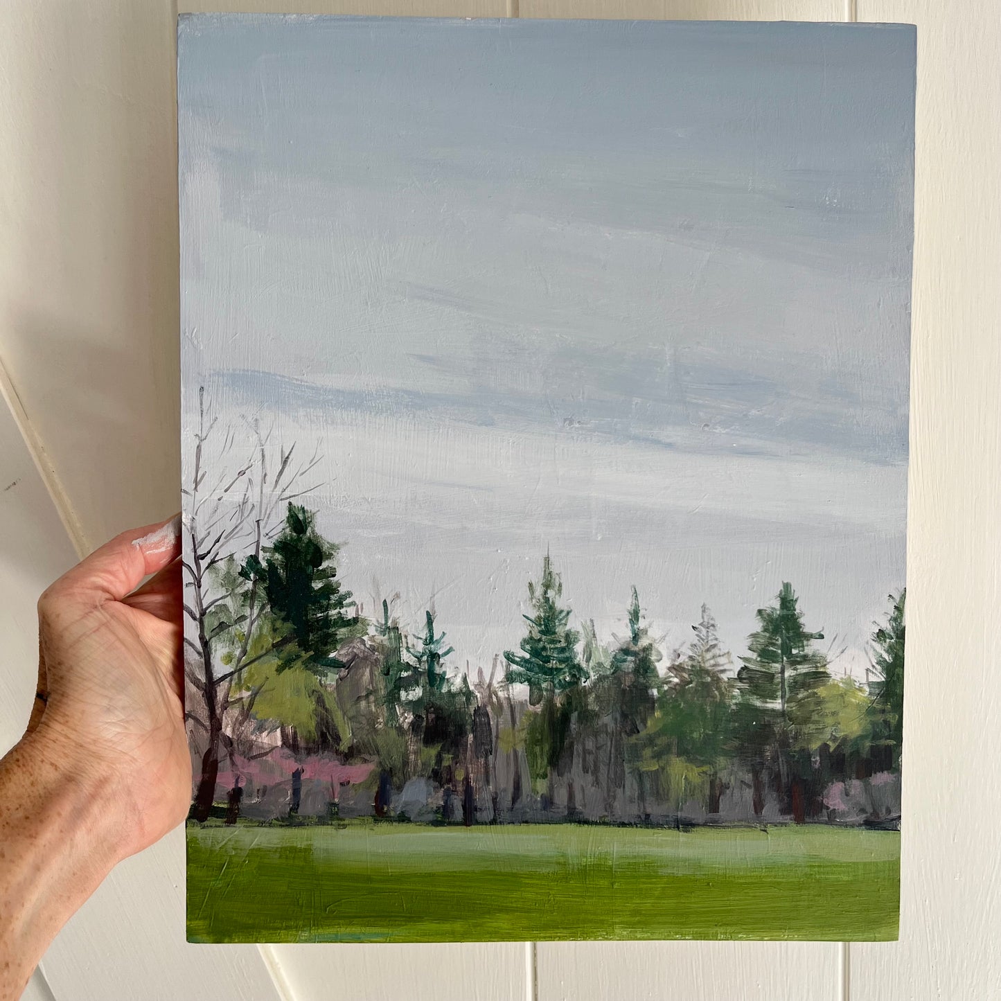 Woods, Early Spring, original landscape painting by Maggie Stickney