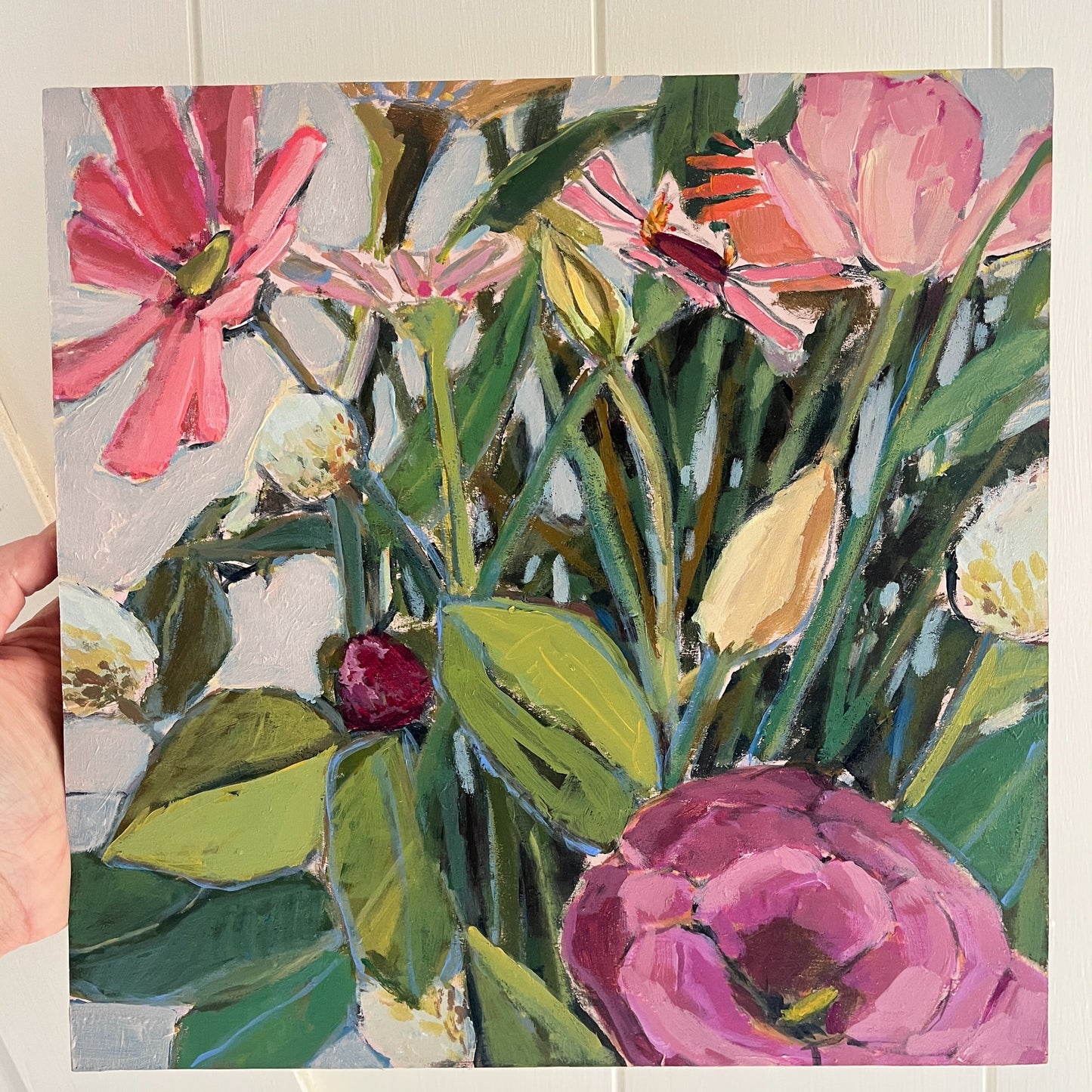 Backyard Blooms, original painting by Maggie Stickney