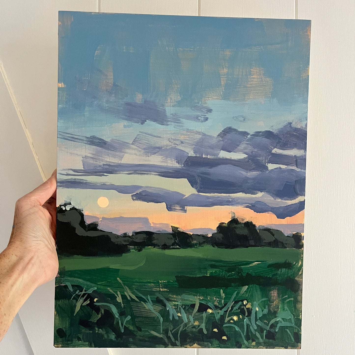 Summer Sunset no 8, original night painting by Maggie Stickney