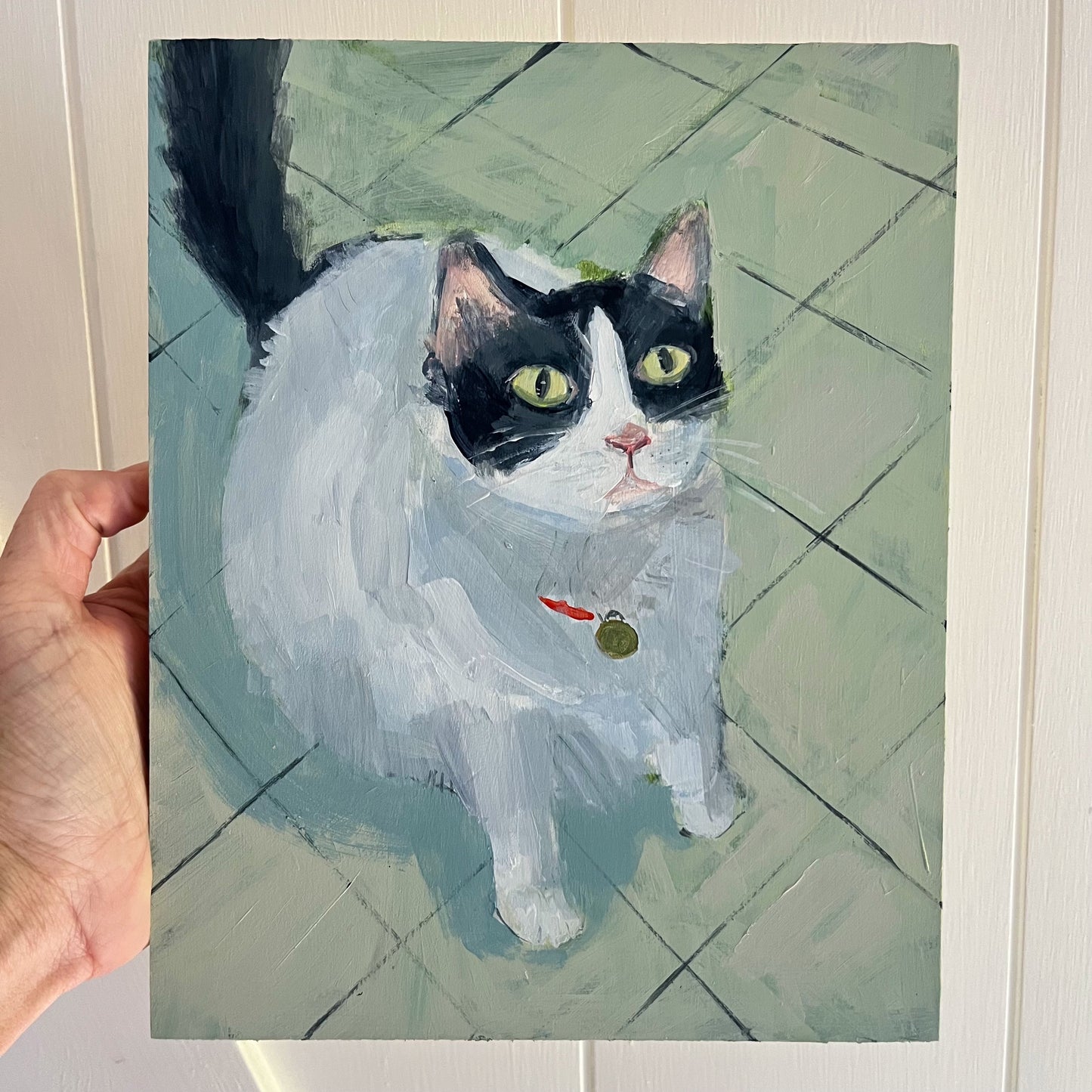 Jean Paw’d Van Damme, original animal painting by Maggie Stickney