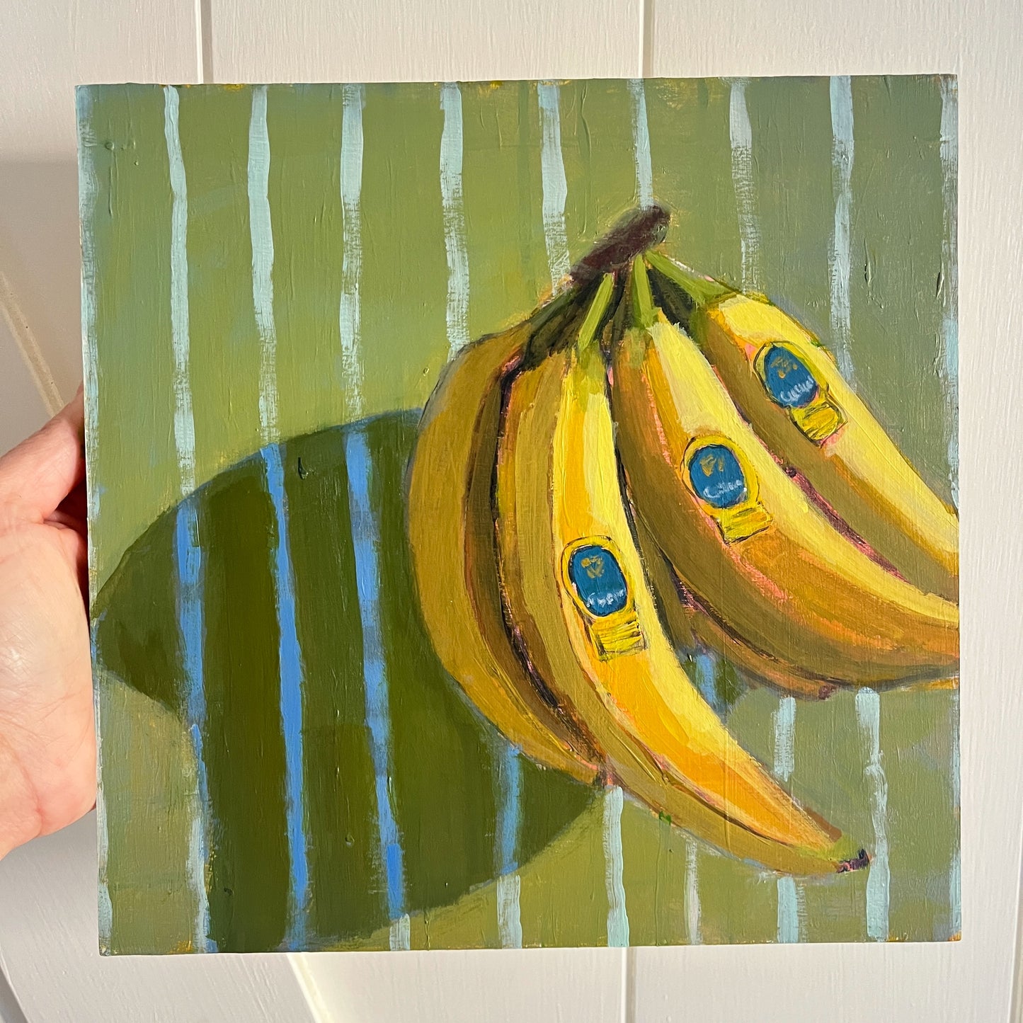 Bananas no 3, original still life painting by Maggie Stickney