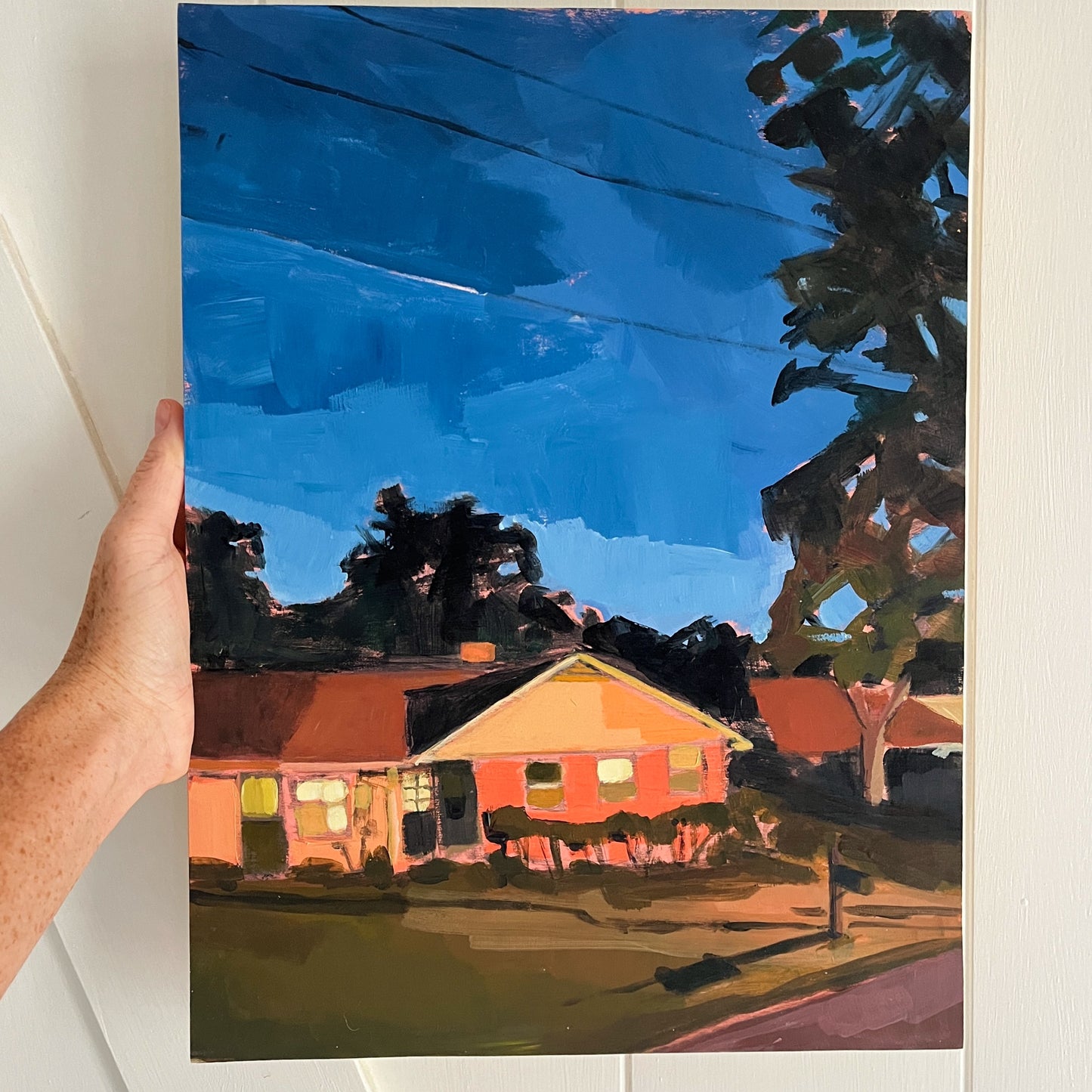 Washington Drive, original night painting by Maggie Stickney