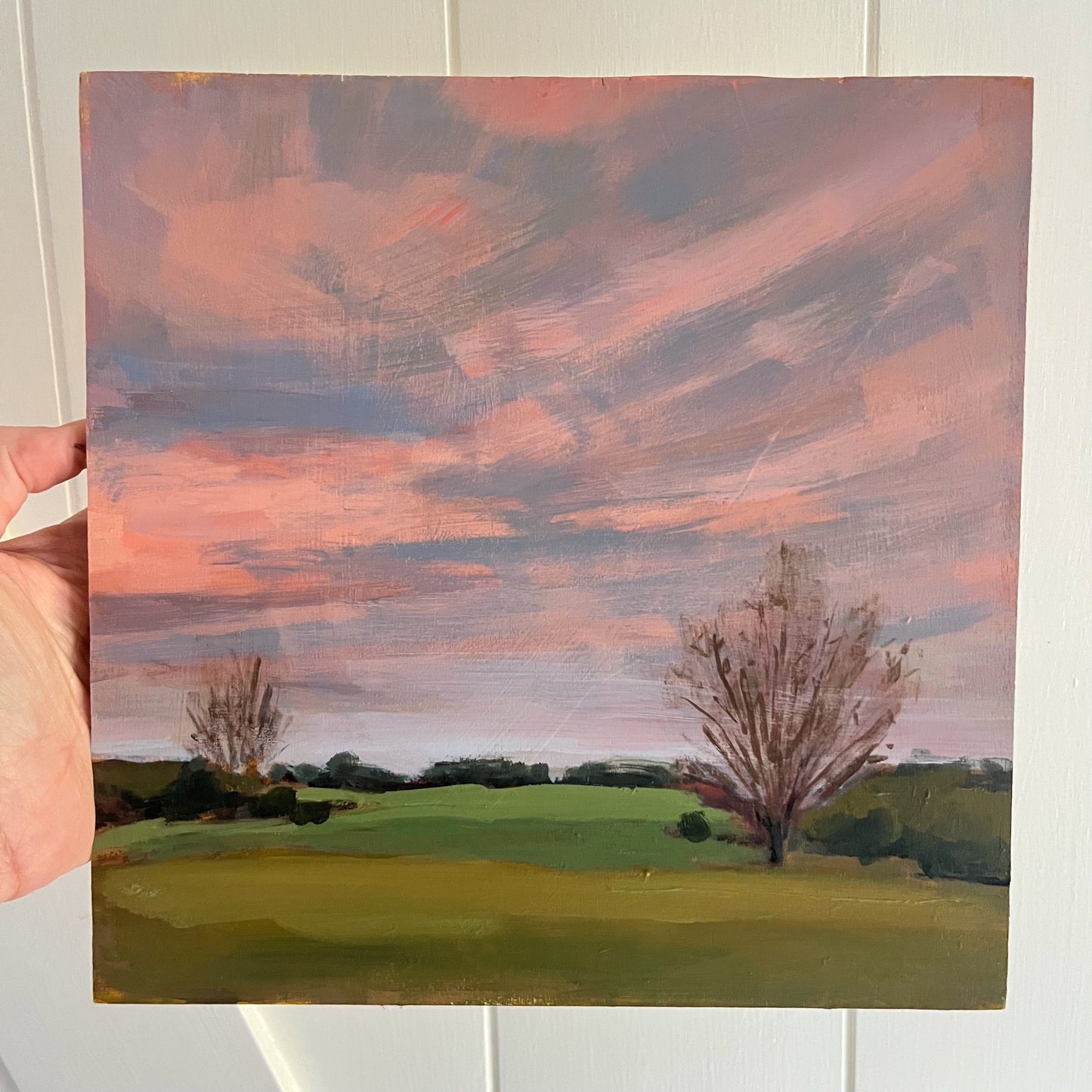 Winter Sunset, original night painting by Maggie Stickney