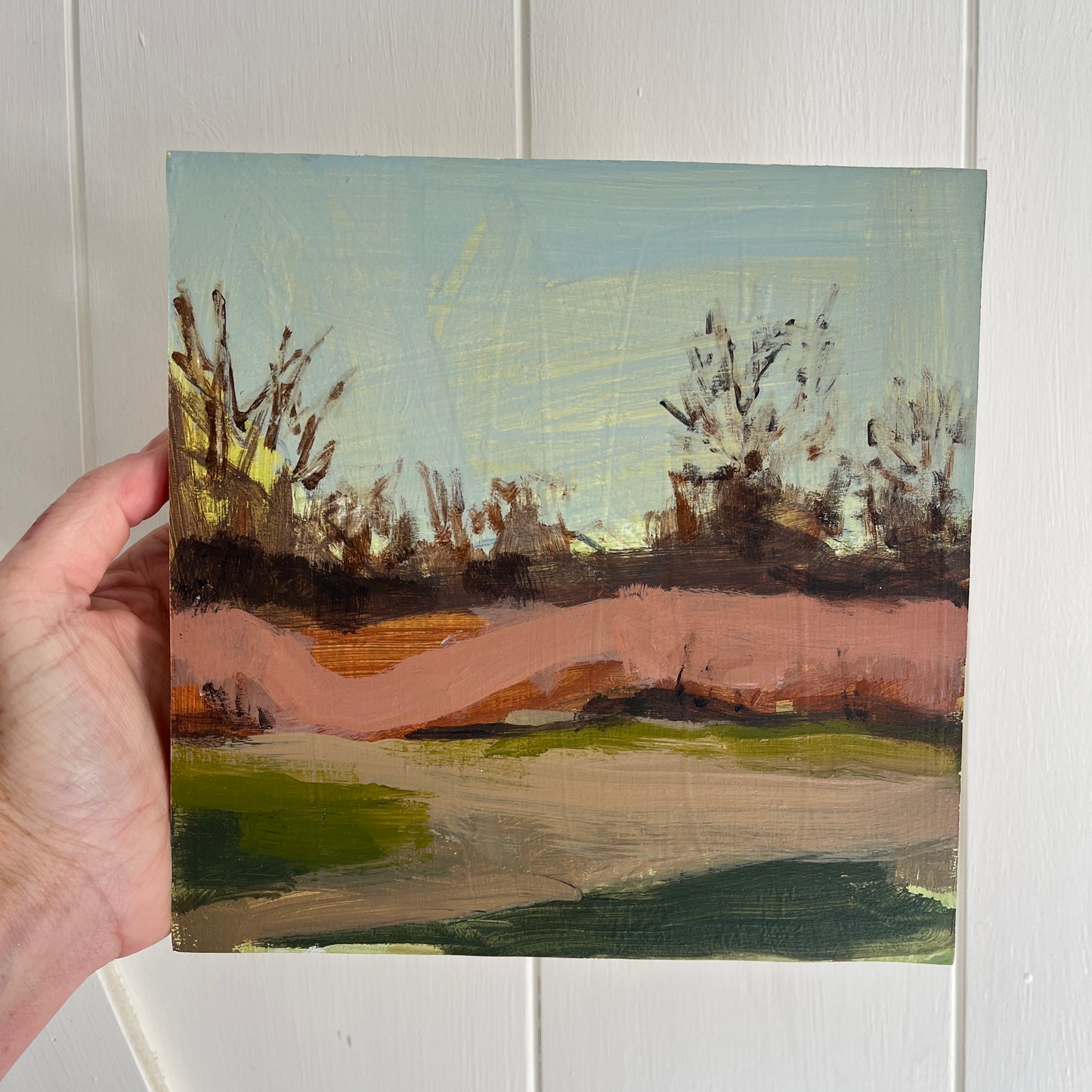 Winter Field no 2, original landscape painting by Maggie Stickney