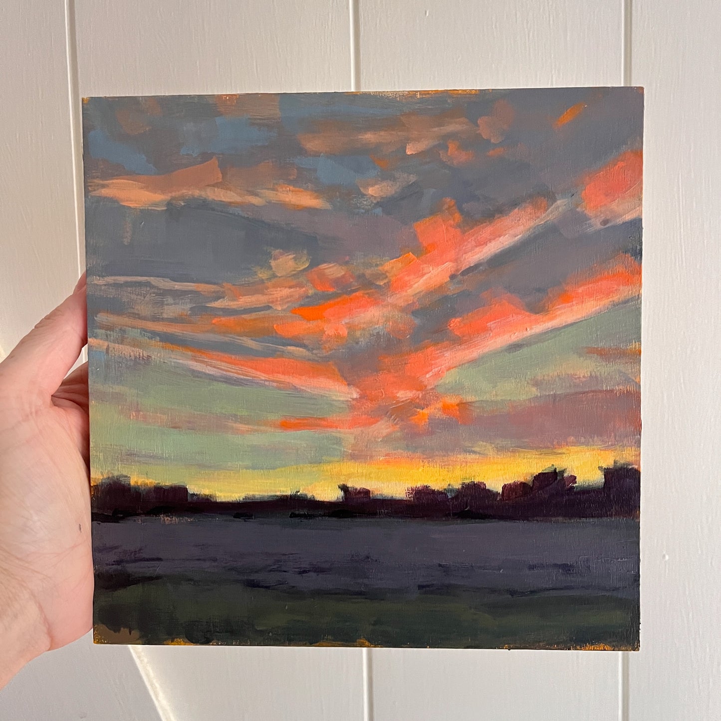 Silverhill Sunset no 1, original night painting by Maggie Stickney