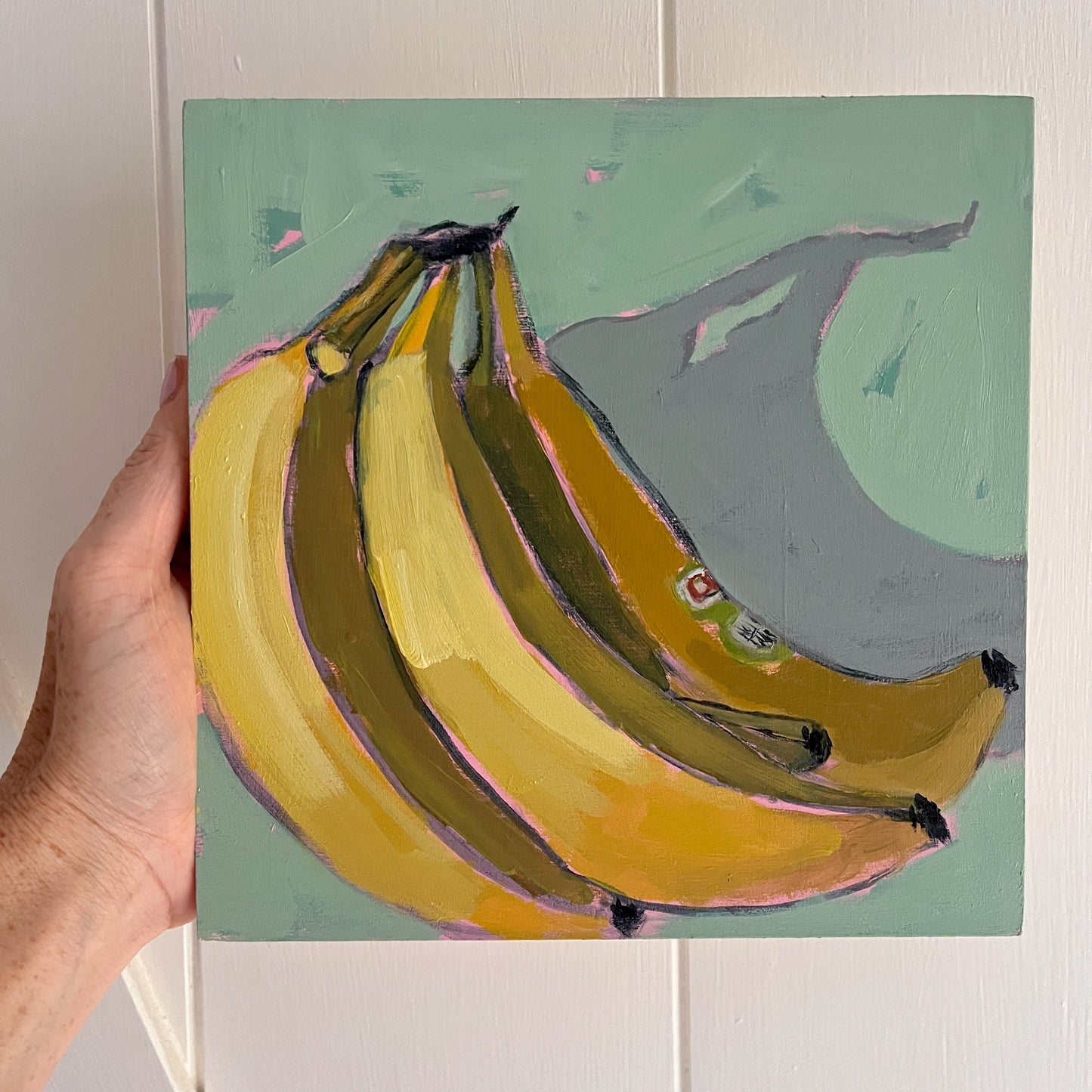 Bananas no 2, original still life painting by Maggie Stickney