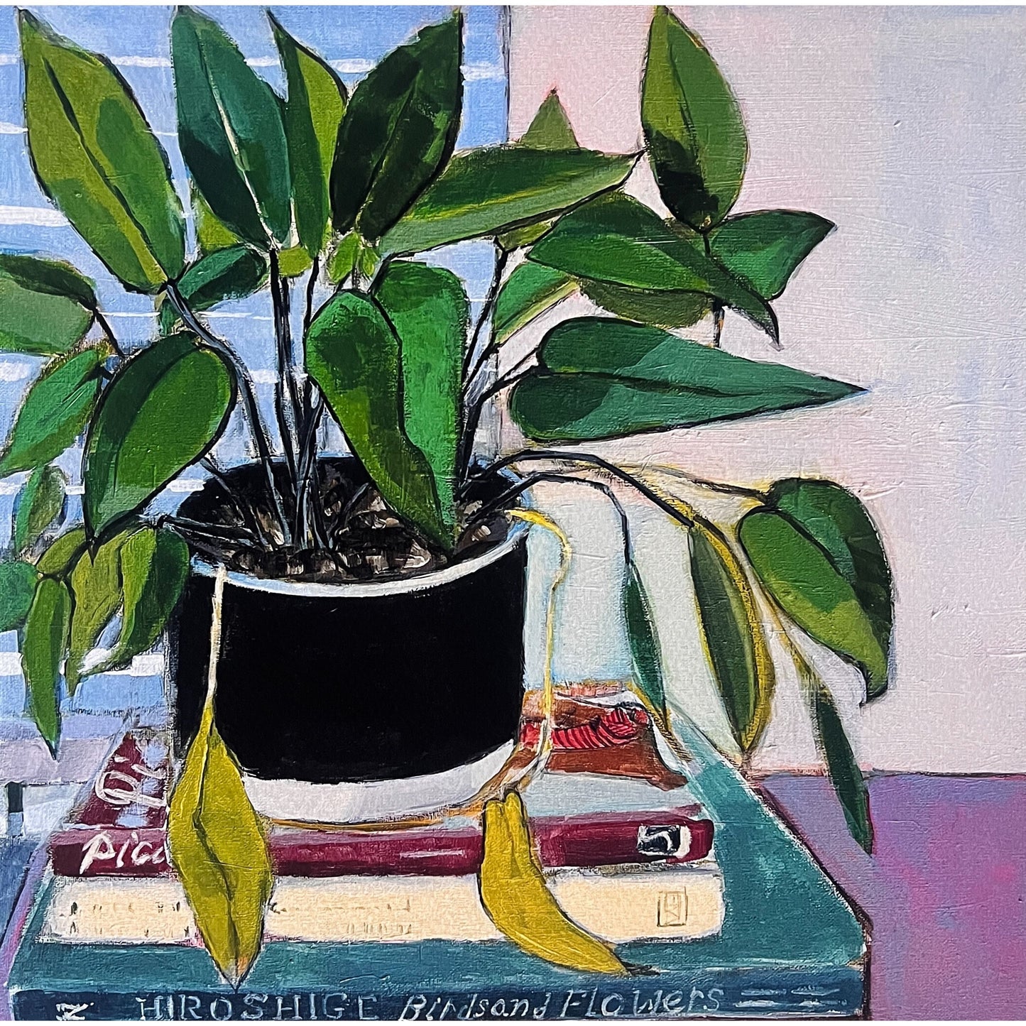 Potted Plant on a Stack of Books Print, fine art print by Maggie Stickney