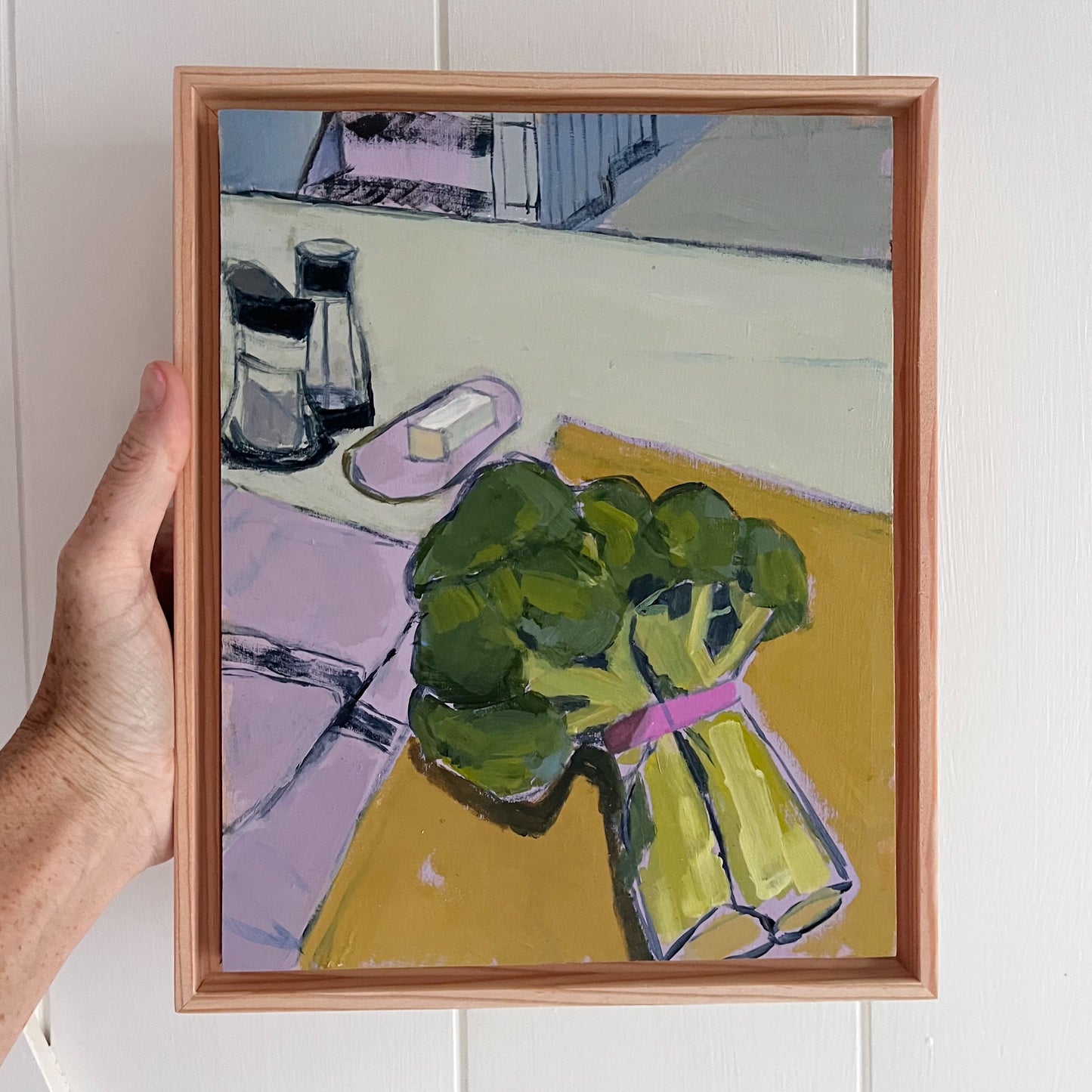Chopping Broccoli, original painting by Maggie Stickney