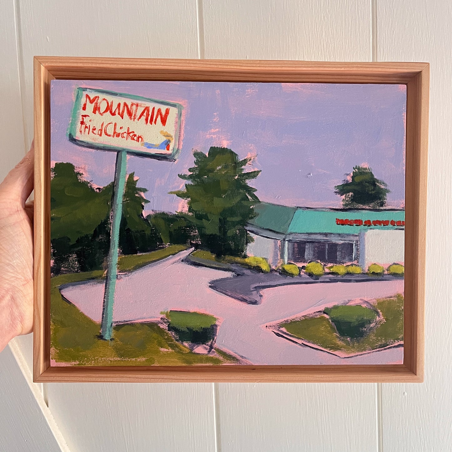 Mountain Fried Chicken, original landscape painting by Maggie Stickney