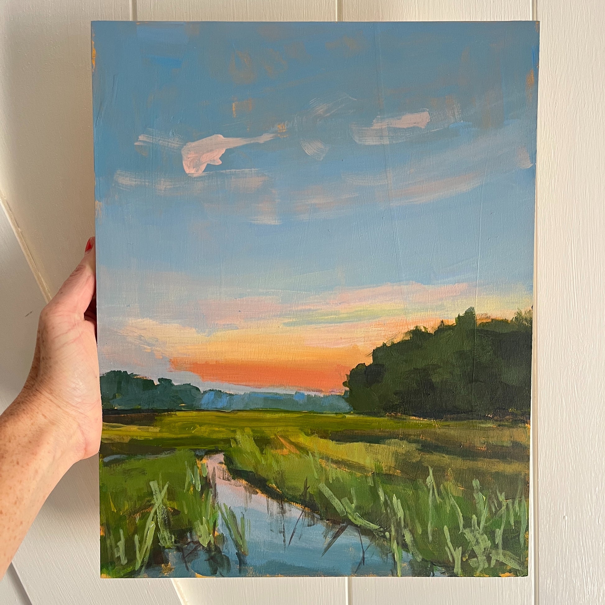 Summer Sunset no 1, original night painting by Maggie Stickney