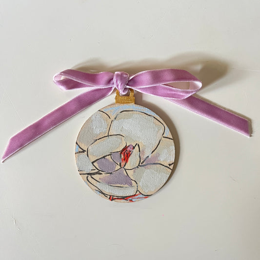 Magnolia no 2 ornament, hand-painted ornament by Maggie Stickney
