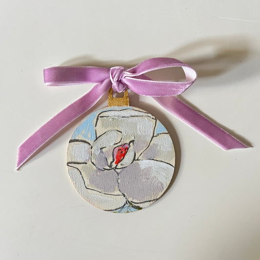 Magnolia no 11 ornament, hand-painted ornament by Maggie Stickney