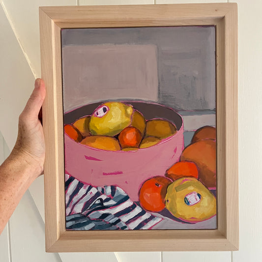 Orange You Glad I Didn’t Say Banana, original still life painting by Maggie Stickney