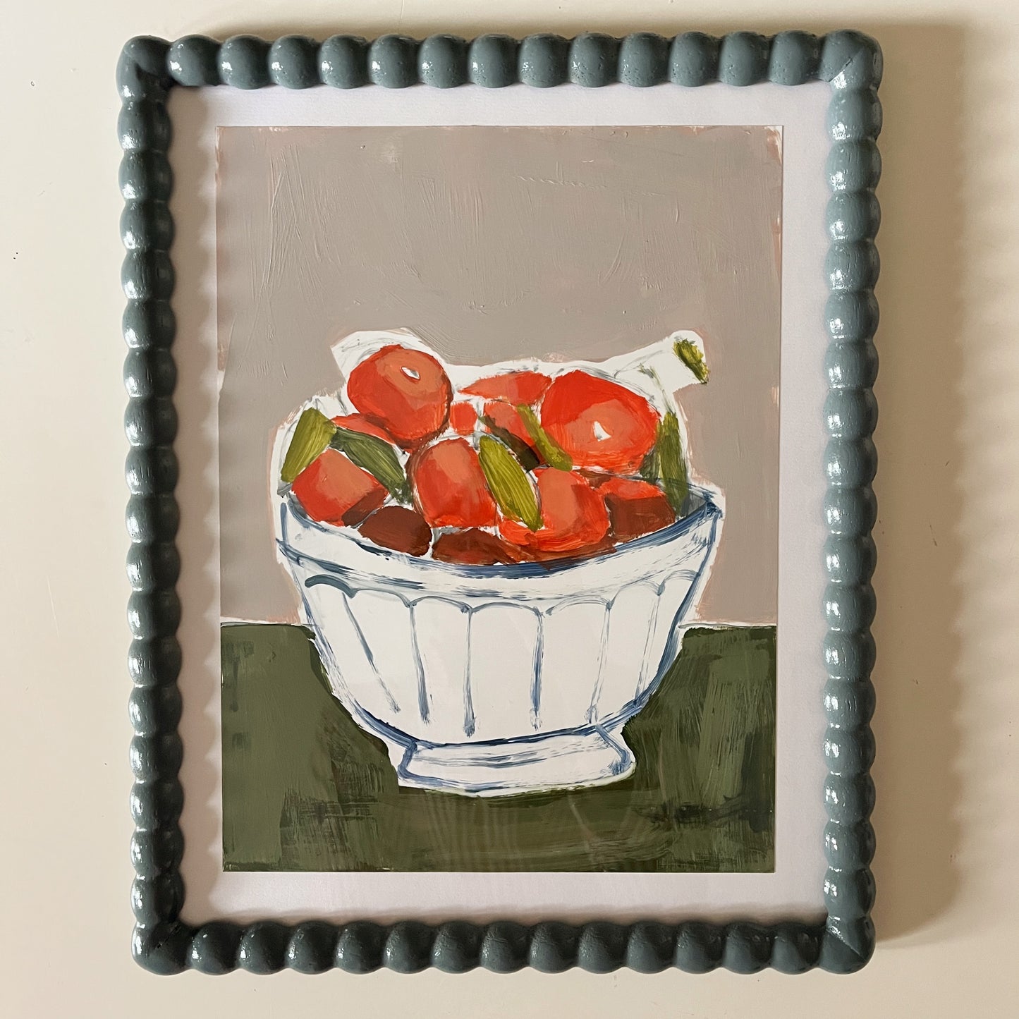 Satsuma Sketch Framed, original still life painting by Maggie Stickney