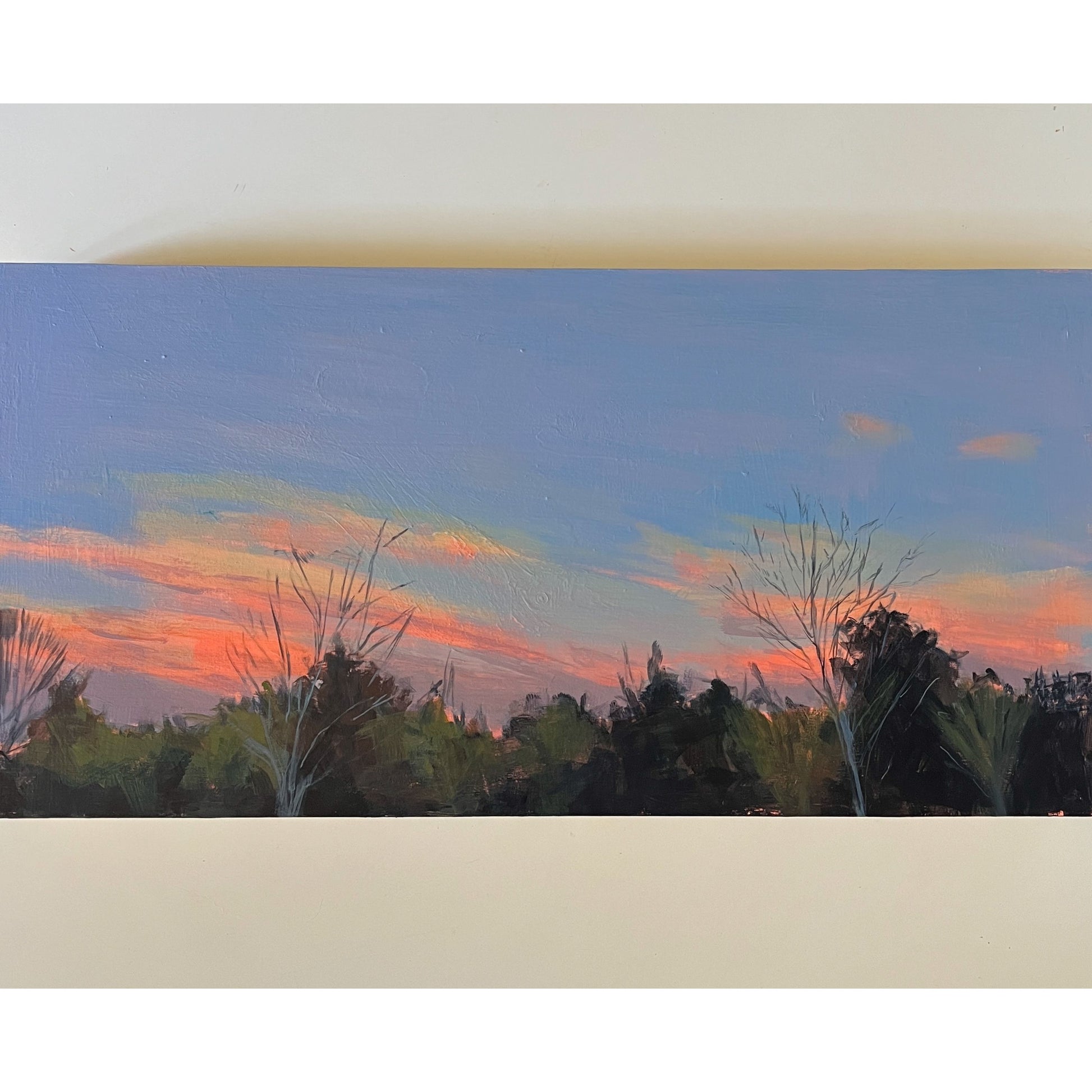 Winter Sunset no 6, original night painting by Maggie Stickney
