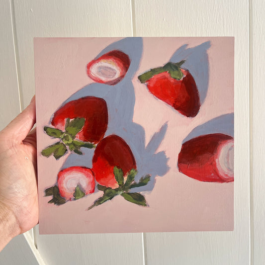 Strawberries no 3, original painting by Maggie Stickney