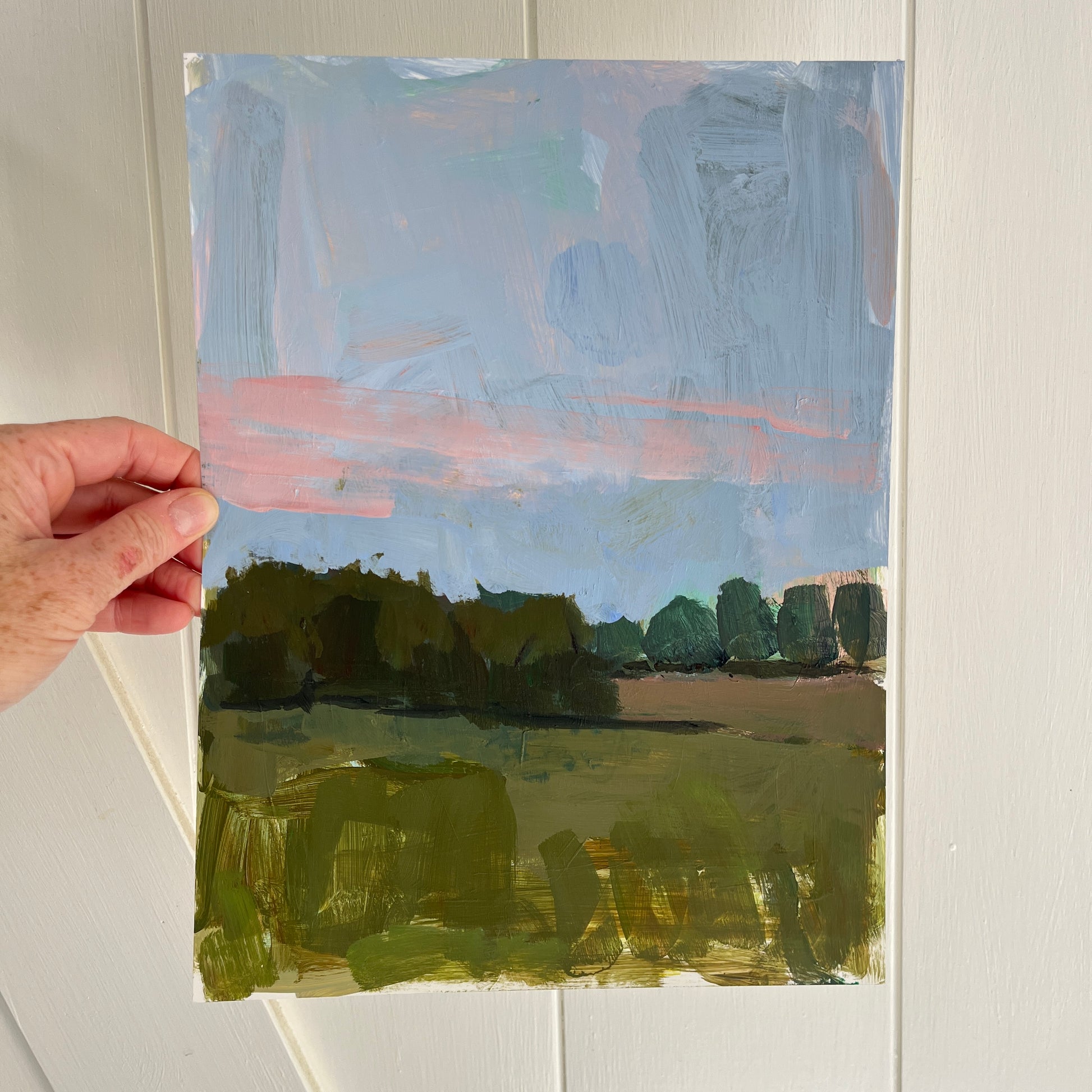Winter Field no 4, original still life painting by Maggie Stickney