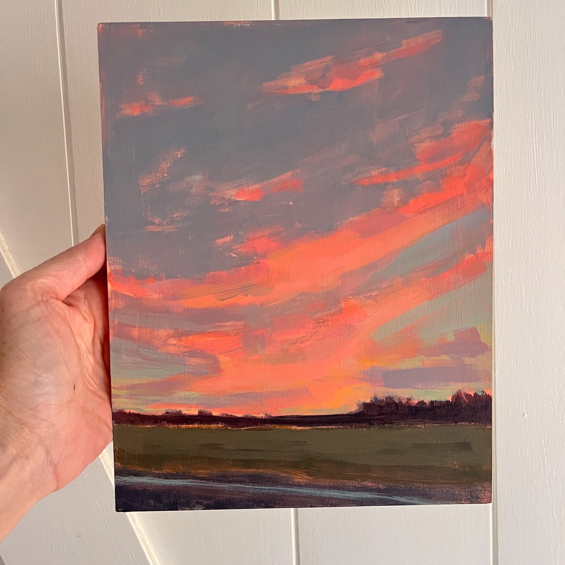 Silverhill Sunset no 3, original night painting by Maggie Stickney