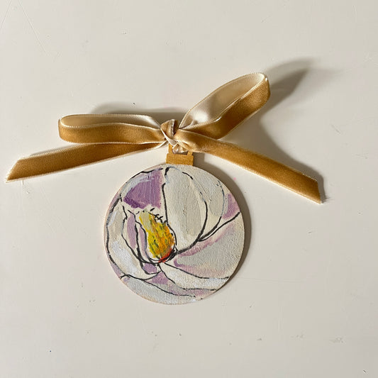 Magnolia no 20 ornament, hand-painted ornament by Maggie Stickney