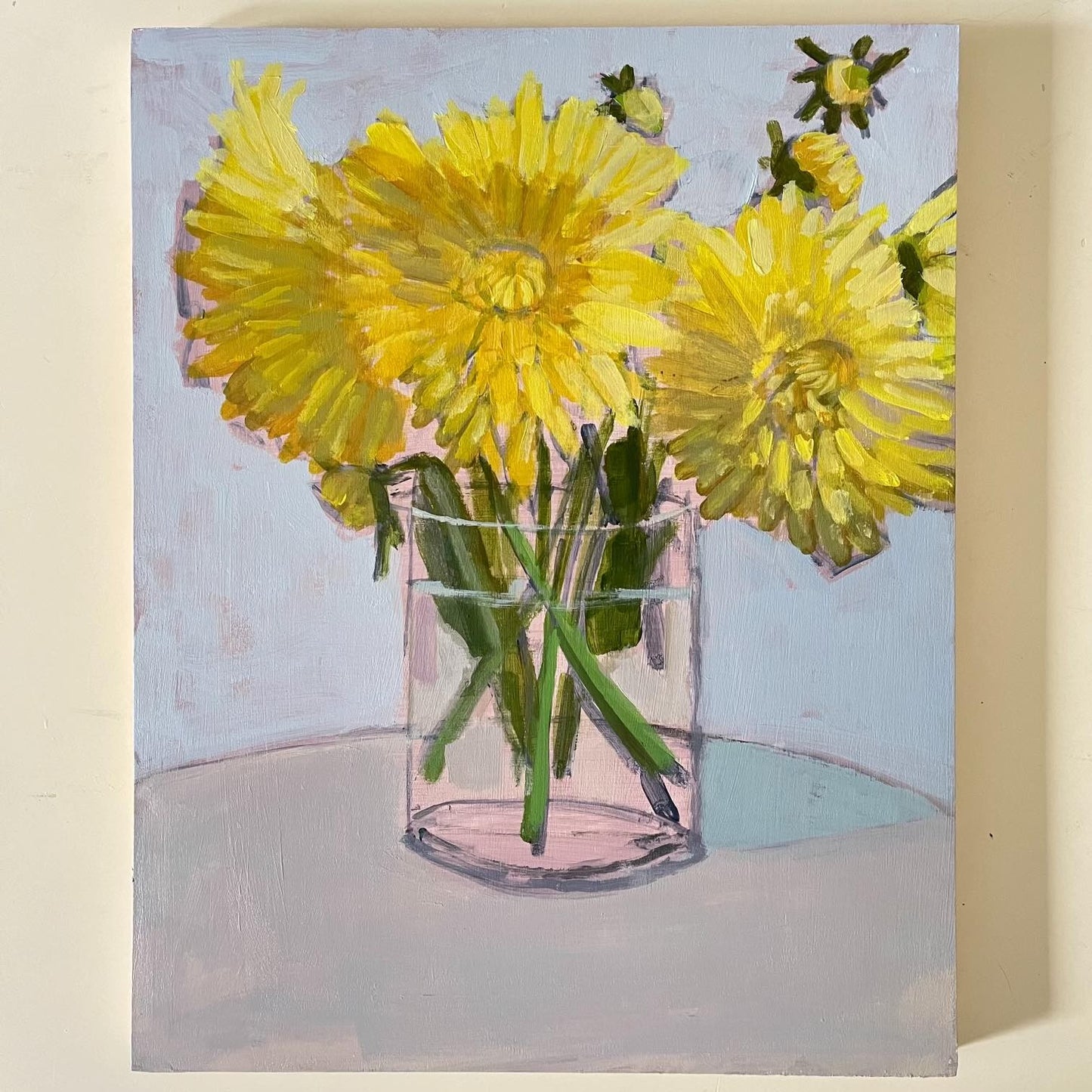 Yellow Dahlias, original painting by Maggie Stickney
