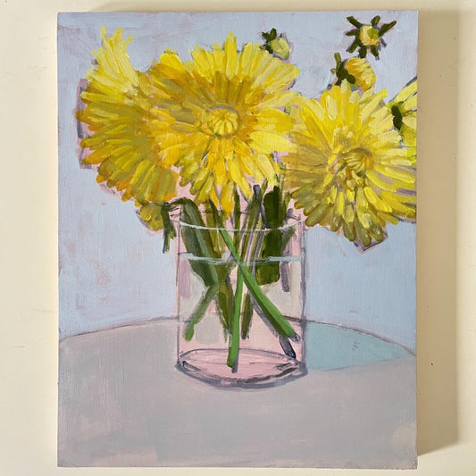 Yellow Dahlias, original painting by Maggie Stickney