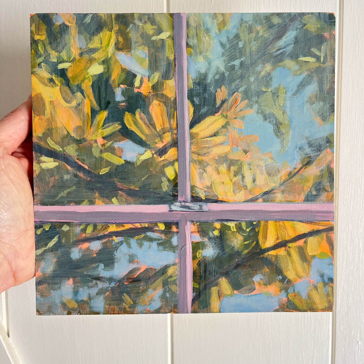 Fall Window no 3, original landscape painting by Maggie Stickney