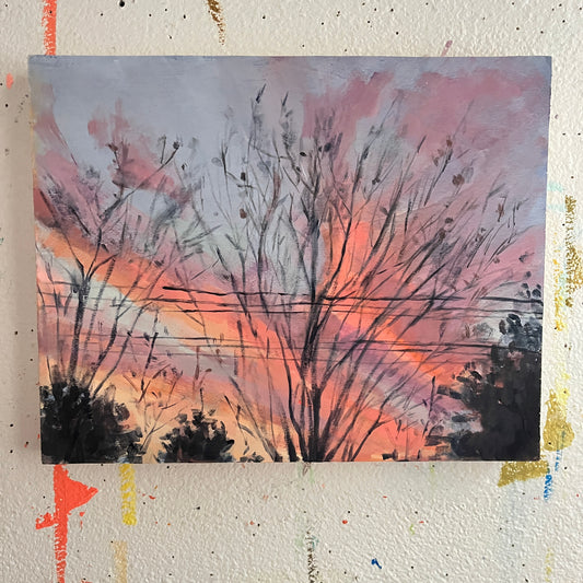 Fall Sunset no 2, original night painting by Maggie Stickney
