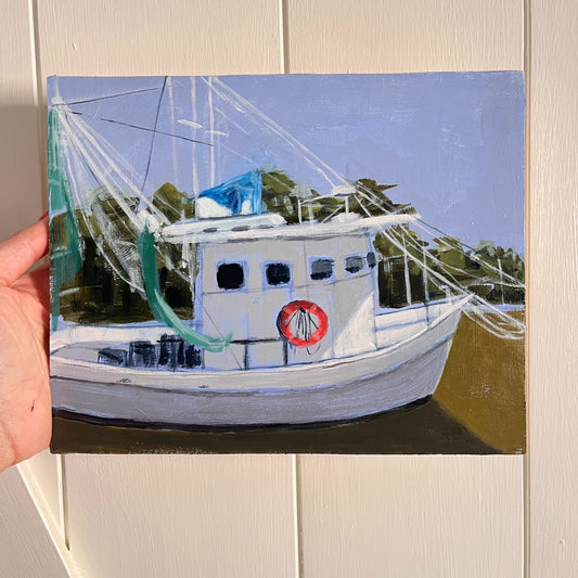 Shrimp Boat no 1, original landscape painting by Maggie Stickney