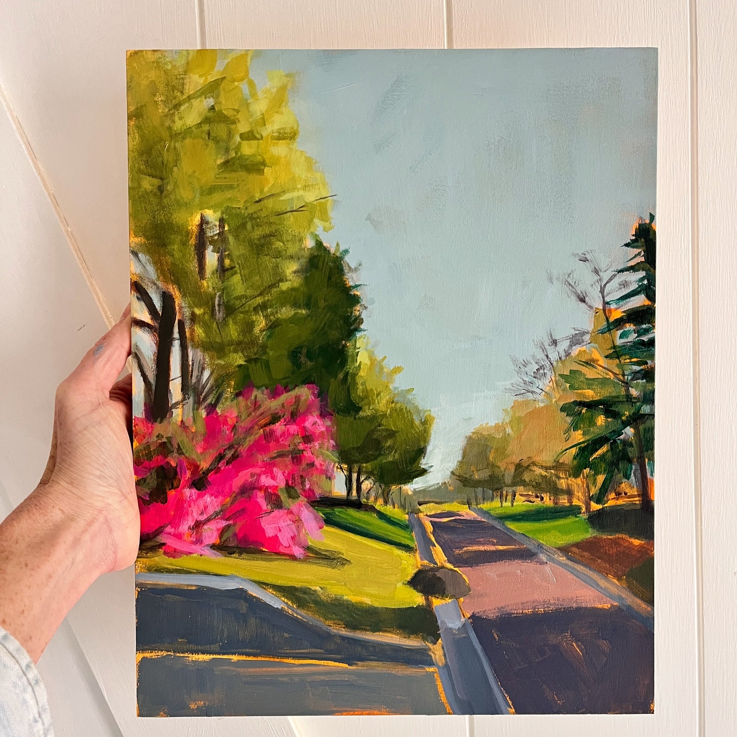Azalea Season no 2, original landscape painting by Maggie Stickney