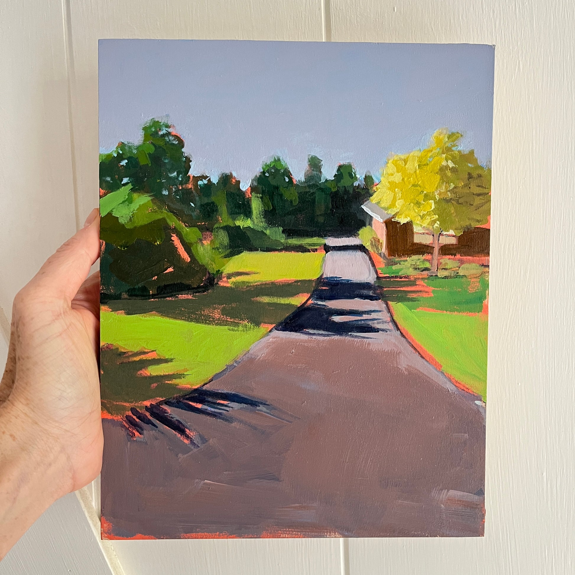 Shadows on the Drive, original landscape painting by Maggie Stickney