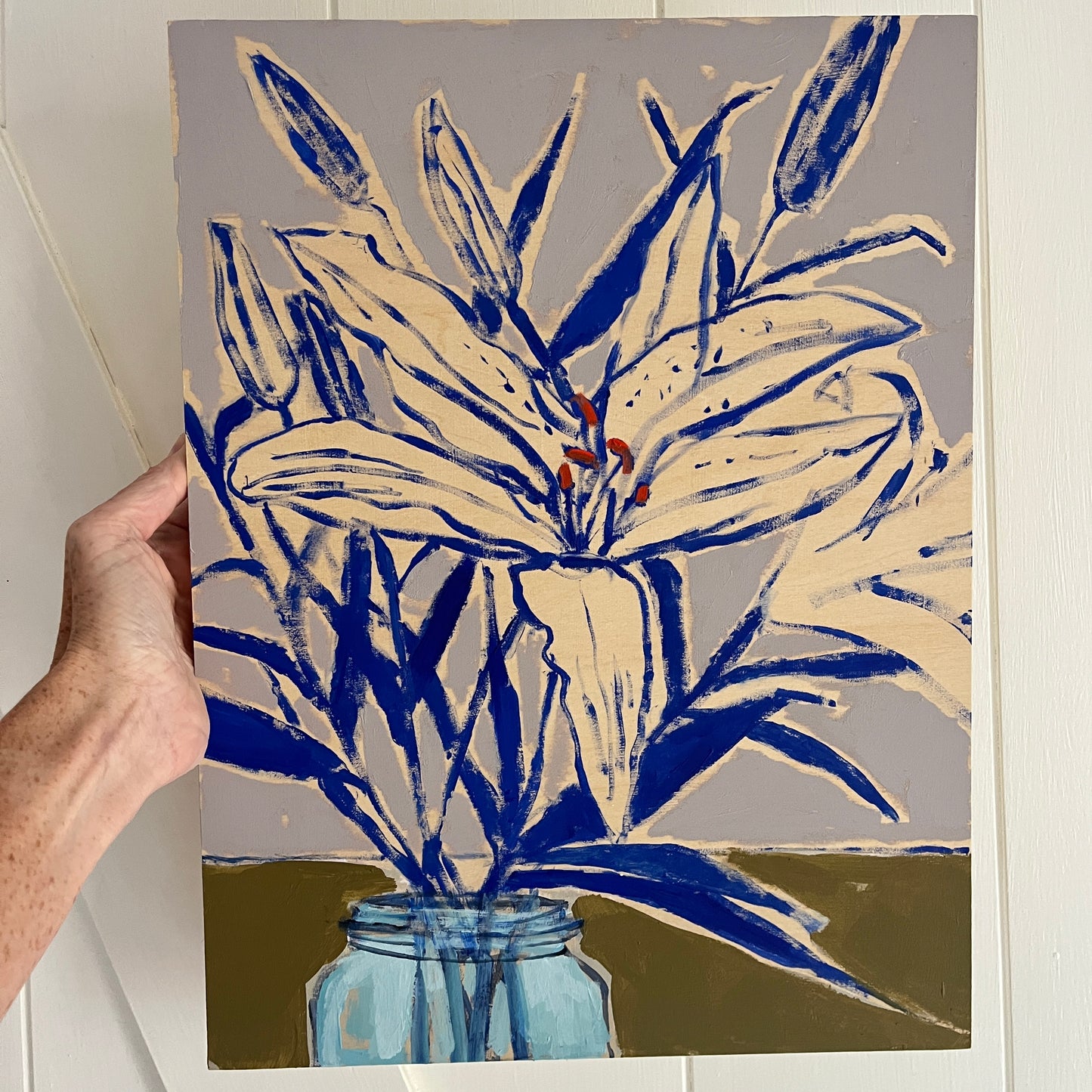 Lily Sketch no 3, original still life painting by Maggie Stickney