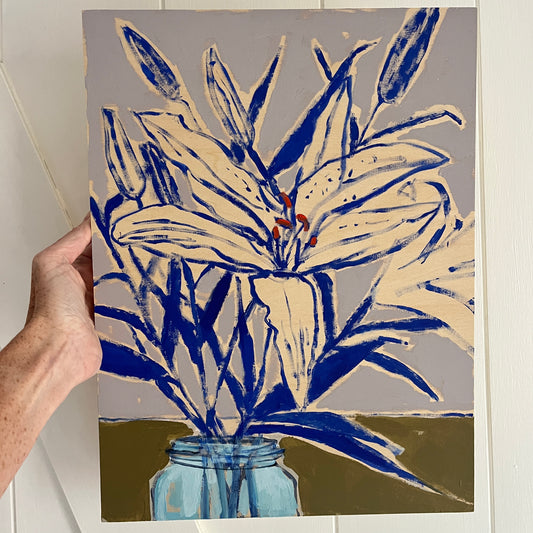 Lily Sketch no 3, original still life painting by Maggie Stickney