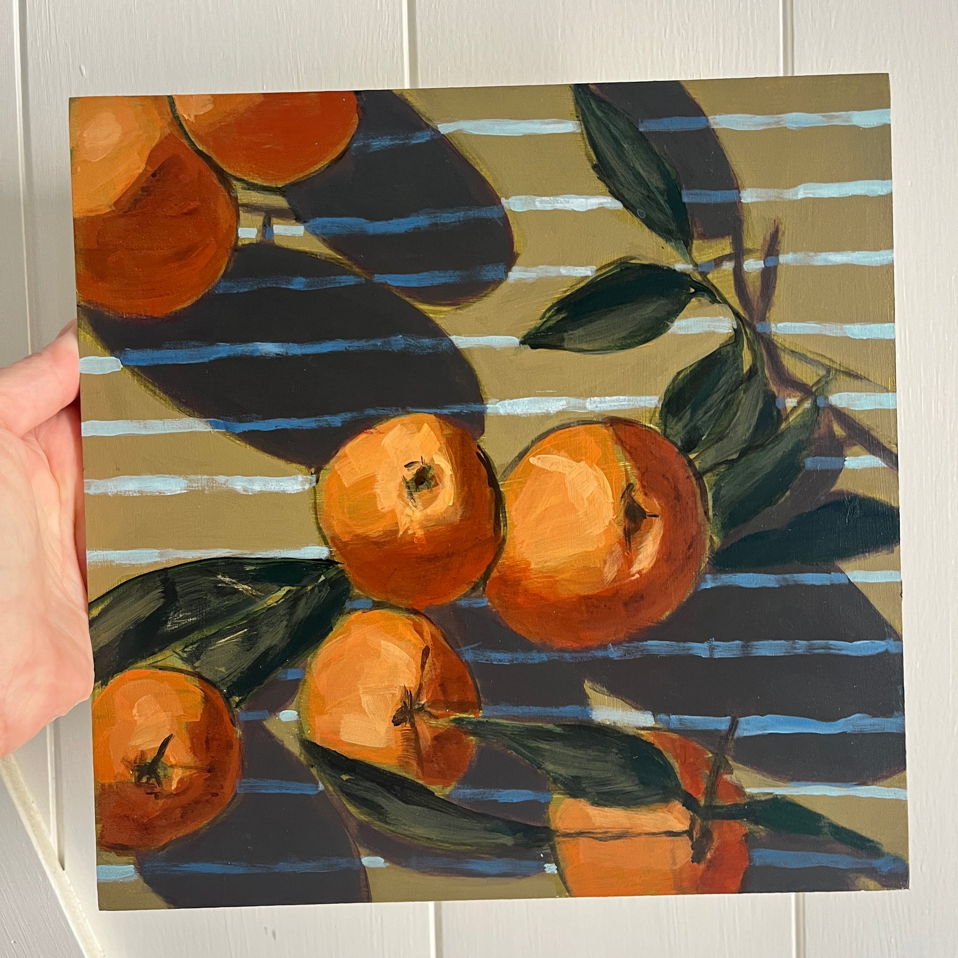 Satsuma Season no 1, original still life painting by Maggie Stickney