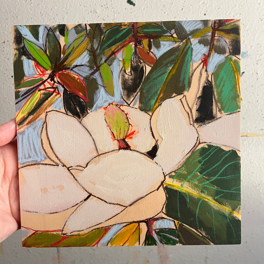Magnolia Sketch no 14, original still life painting by Maggie Stickney