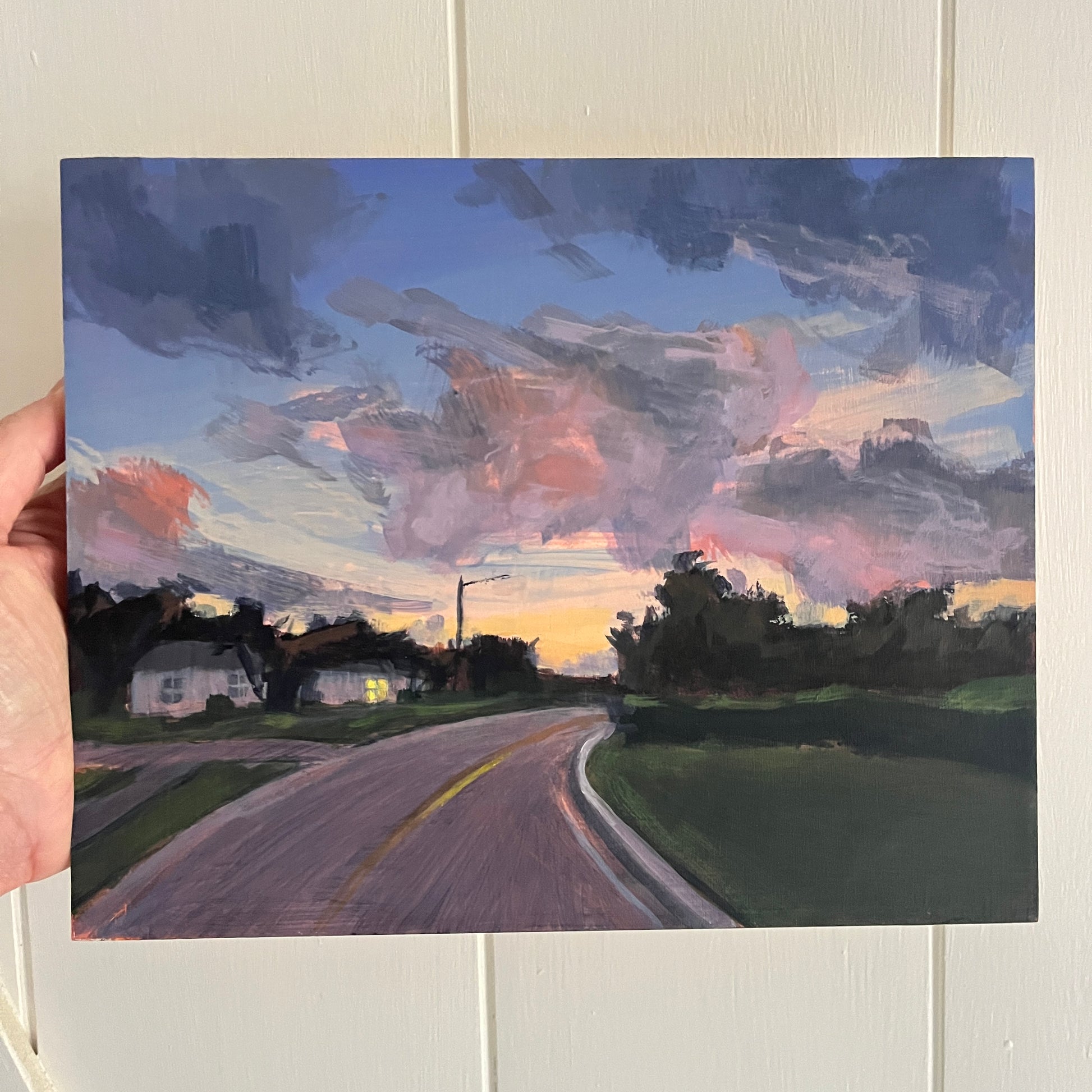 Florida Sunset no 3, original night painting by Maggie Stickney