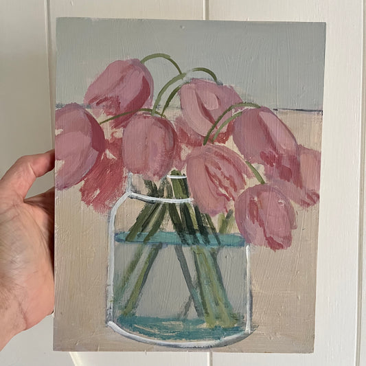 Mini Tulips, original still life painting by Maggie Stickney