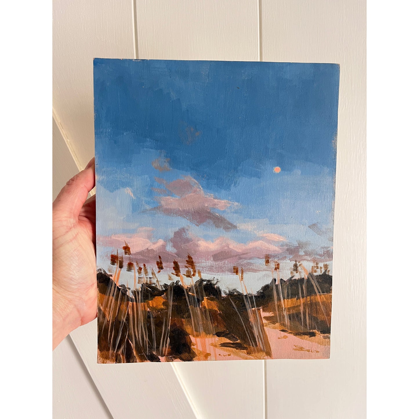 Winter Beach, original landscape painting by Maggie Stickney