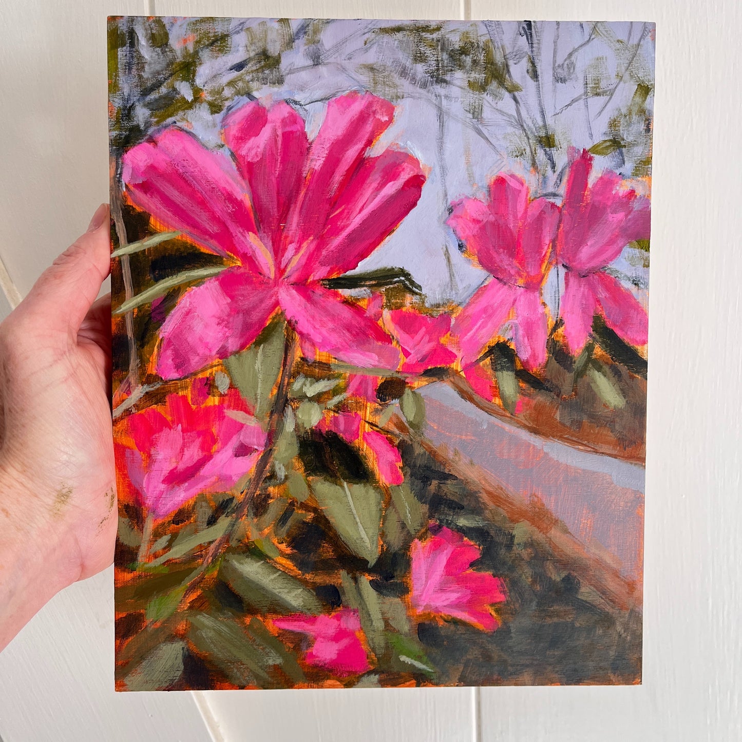 Azalea Season no 1, original landscape painting by Maggie Stickney
