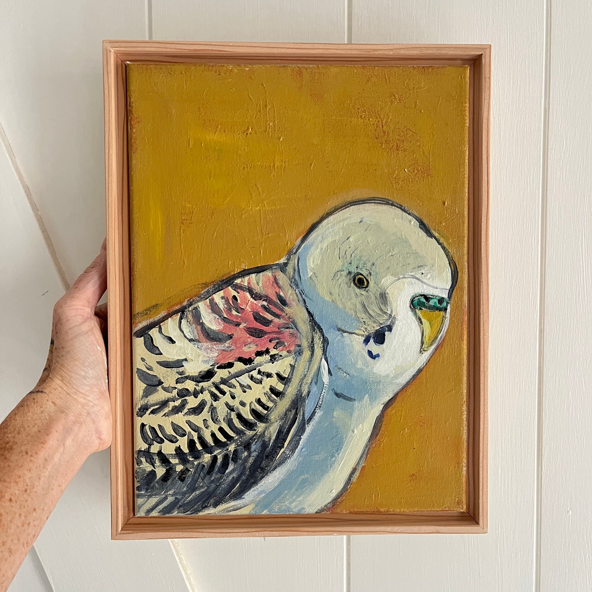 Parakeet no 1, original painting by Maggie Stickney
