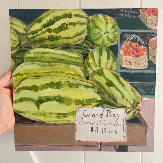 Watermelon and Peaches, original painting by Maggie Stickney