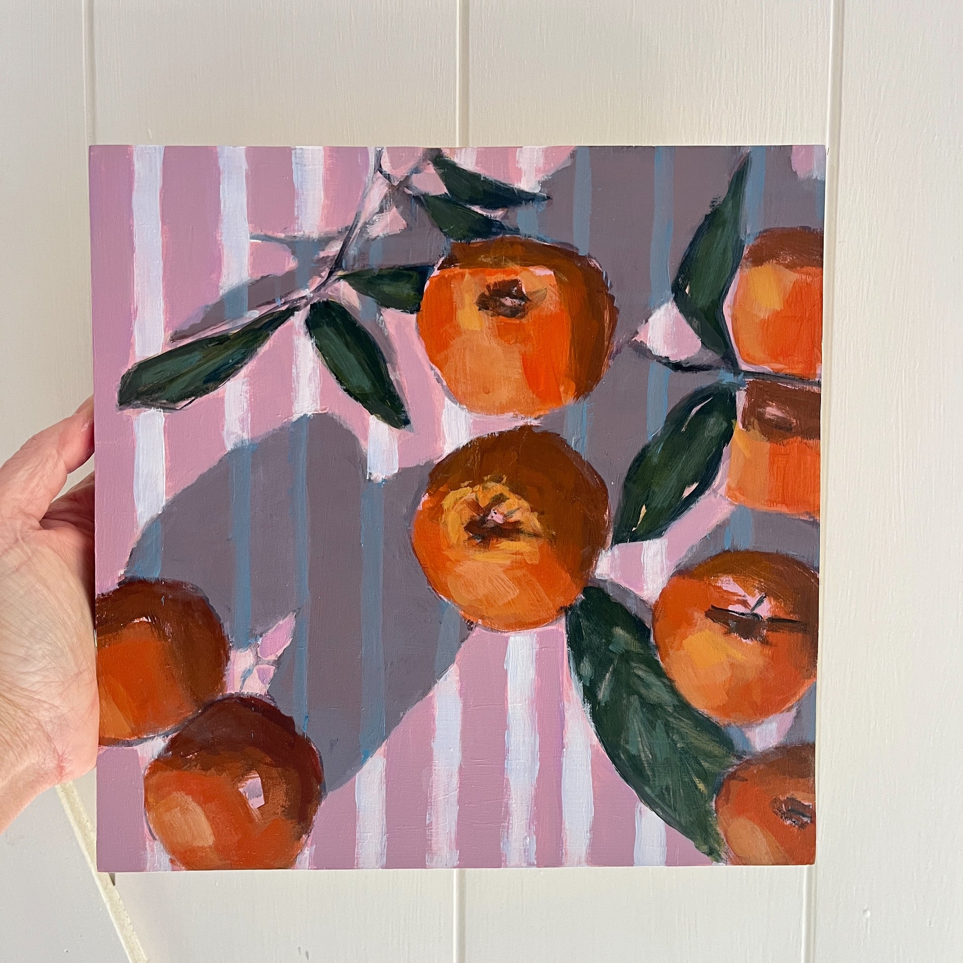 Satsuma Season no 5, original still life painting by Maggie Stickney
