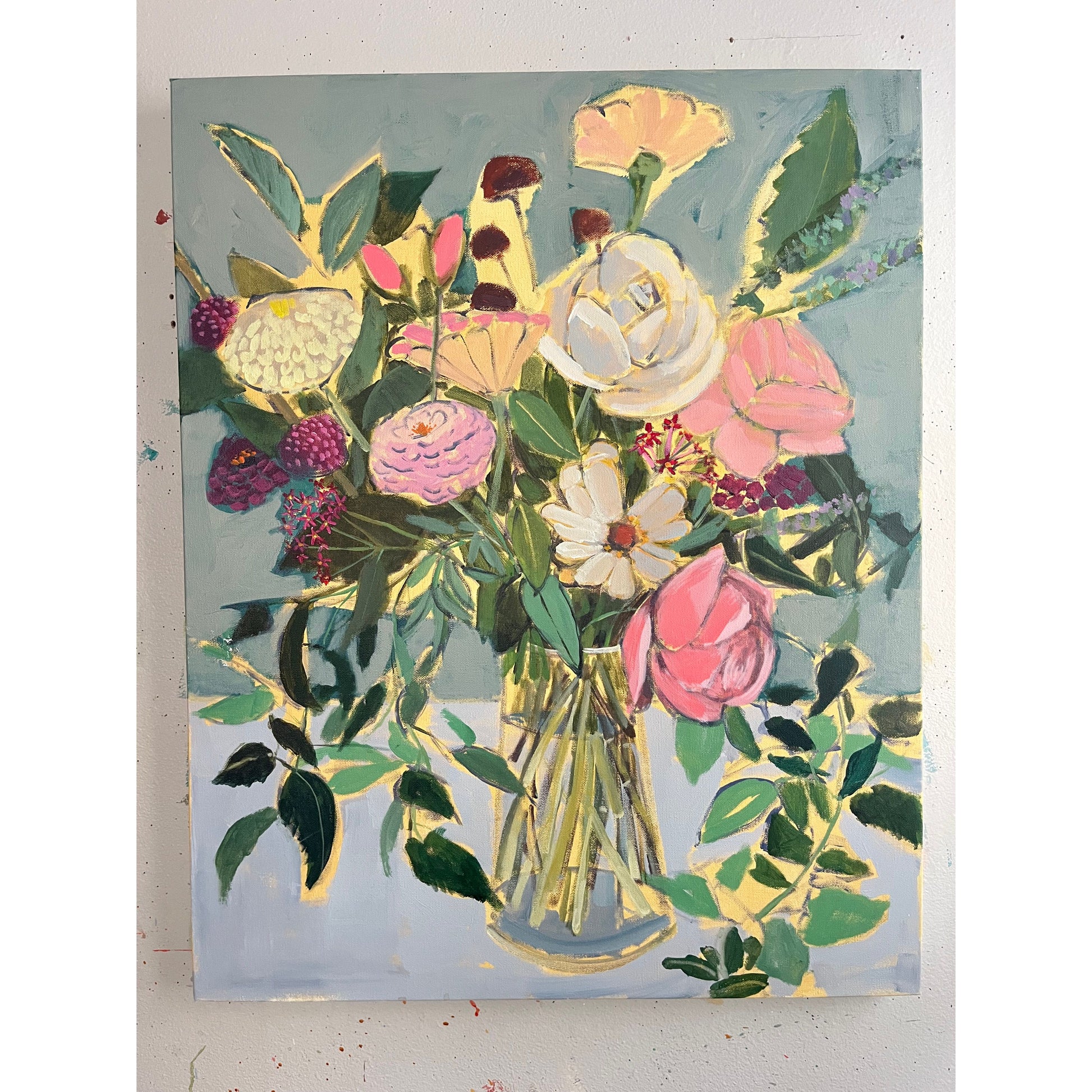 Birthday Bouquet no 4, original still life painting by Maggie Stickney