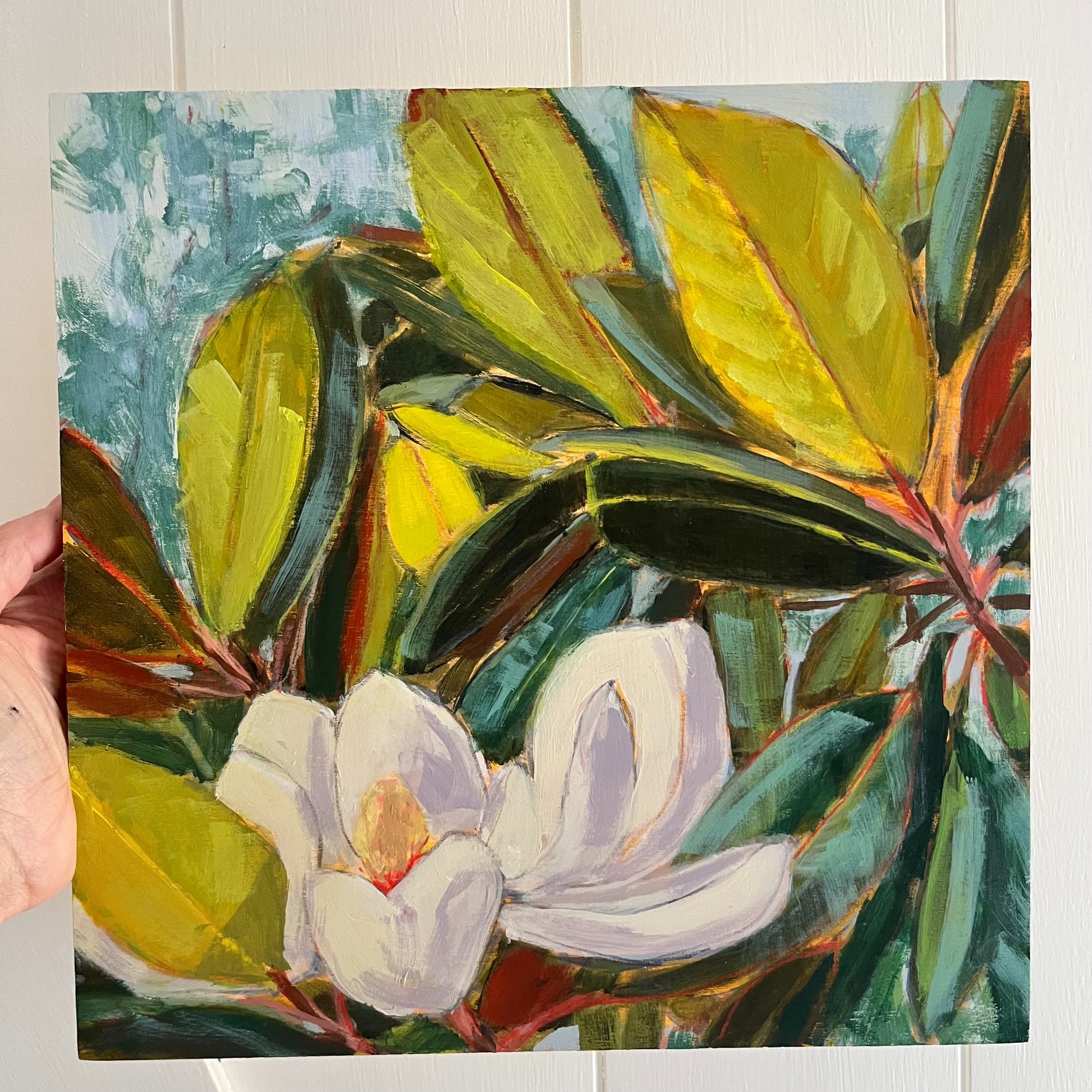 Magnolia Light Study no 18, original still life painting by Maggie Stickney
