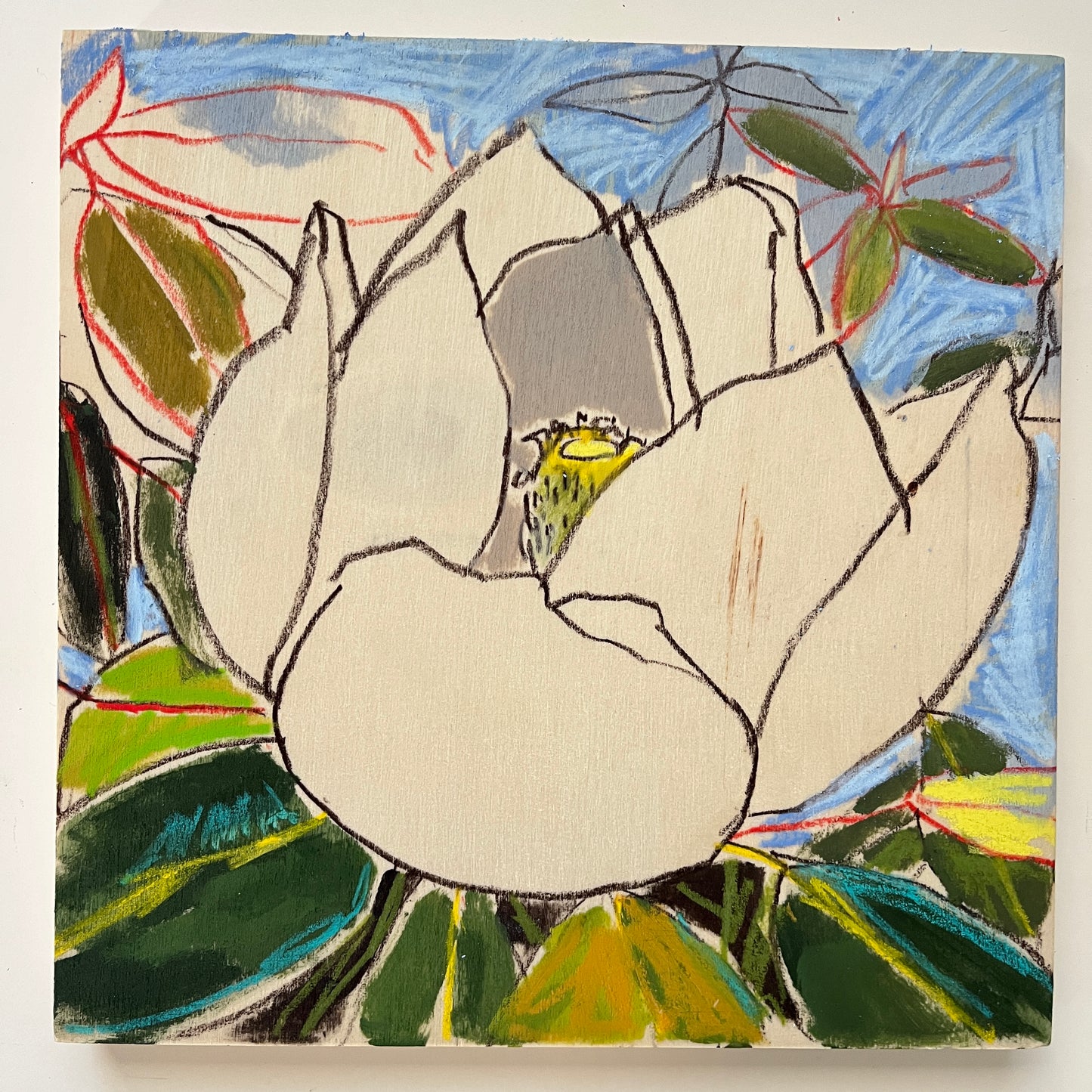 Magnolia Sketch no 13, original still life painting by Maggie Stickney